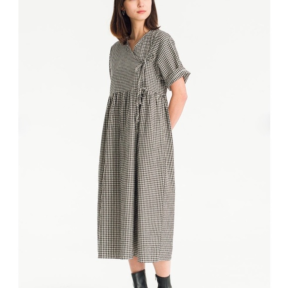 Olive Clothing Faye Ribbon Dress Cotton Gingham Ties UK - Picture 11 of 13